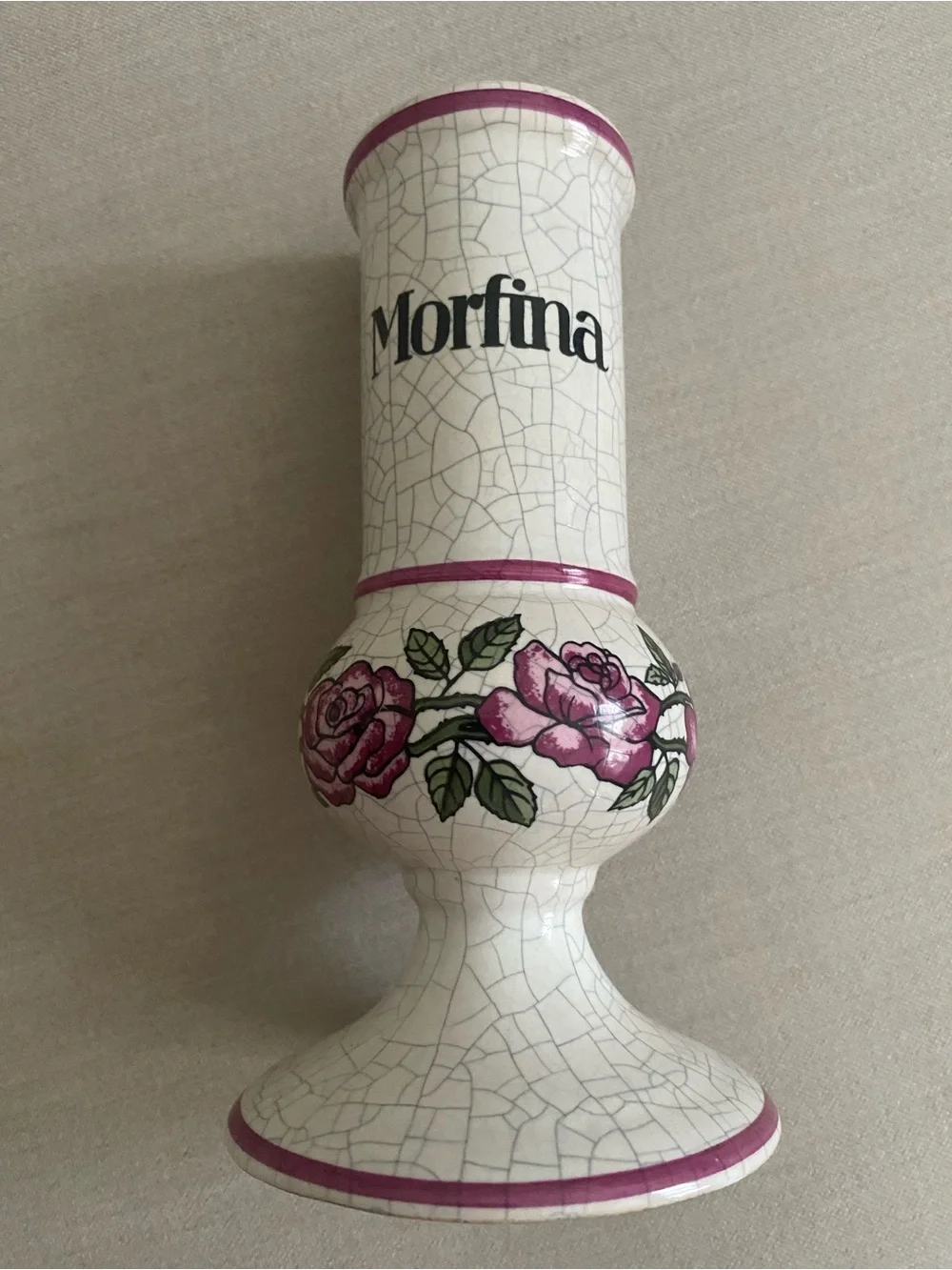Rare Set of 3 Vintage Herr Keramik German Apothecary Jars Cocaina Morfina Oppio
